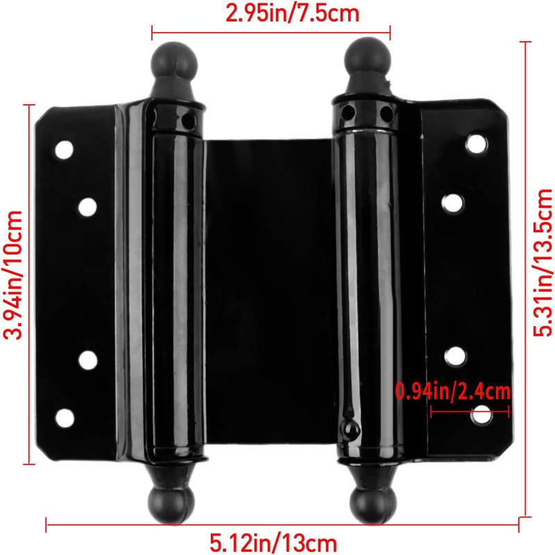 TamBee 4inch Double Action Hinge Saloon Door Hinges Swinging Door Hinge Heavy Duty Self Closing Black Steel Hinges with Screws - Image 2